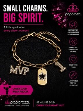 Paparazzi Gold-Tone Rhinestone MVP Charm Bracelet